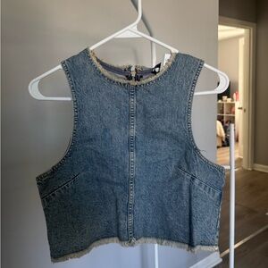 H&M Blue Denim Cropped Tank Top